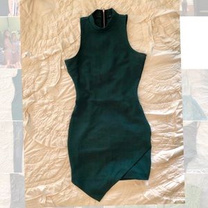 Green High Neck Assymetrical Bodycon (XS)
